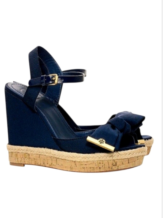Tory Burch Shoes - Tory Burch Penny Cork Wedge Sandals in Newport Navy Sz 10
